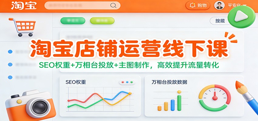 淘宝店铺运营线下课：SEO权重+万相台投放+主图制作，高效提升流量转化