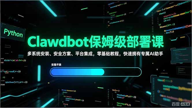 （17343期）Clawdbot保姆级部署课，多系统安装、安全方案、平台集成，零基础教程，快速拥有专属AI助手