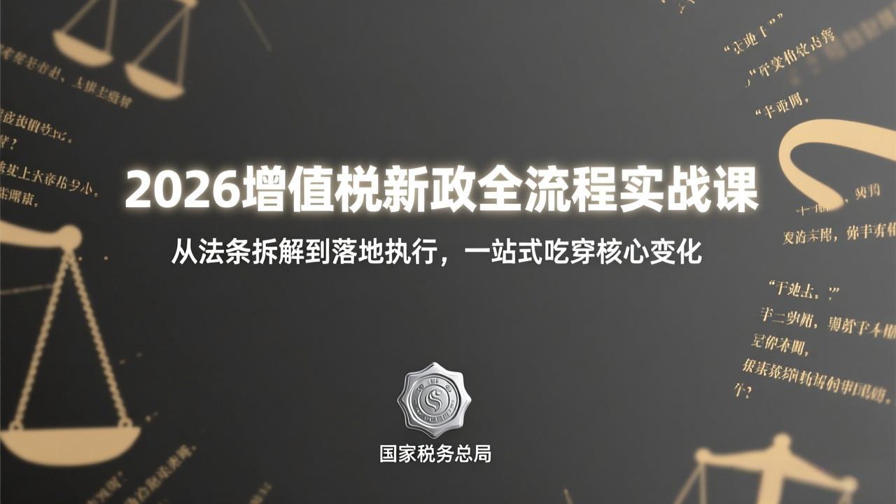 （17529期）2026增值税新政全流程实战课：从法条拆解到落地执行，一站式吃透核心变化