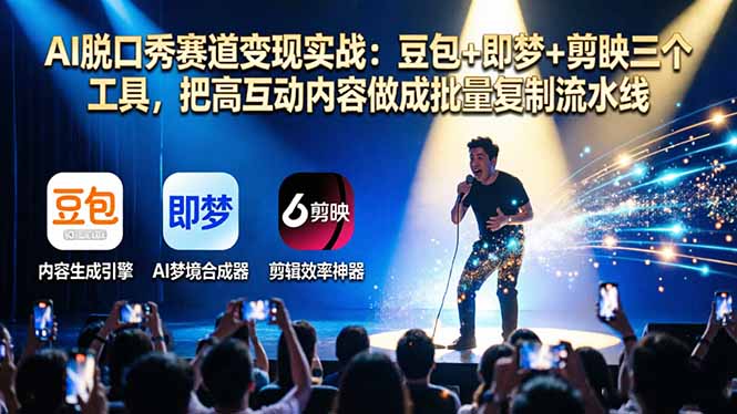 （17990期）AI脱口秀赛道变现实战：豆包+即梦+剪映三个工具，把高互动内容做成批量复制流水线