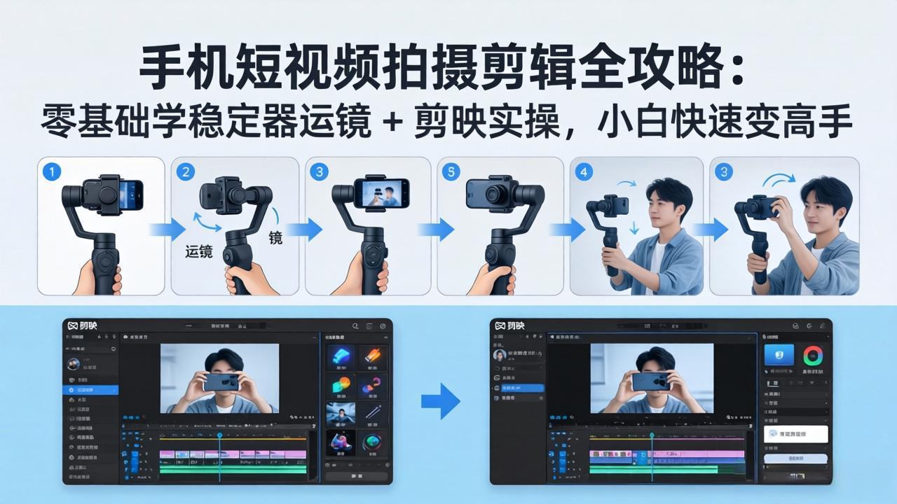 （18003期）手机短视频拍摄剪辑全攻略：零基础学稳定器运镜 + 剪映实操，小白快速变高手