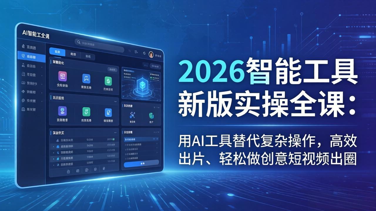 (18005期)2026智能工具新版实操全课:用AI工具替代复杂操作,高效出片、轻松做创意短视频出圈 (18005期)2026智能工具新版实操全课:用AI工具替代复杂操作,高效出片、轻松做创意短视频出圈