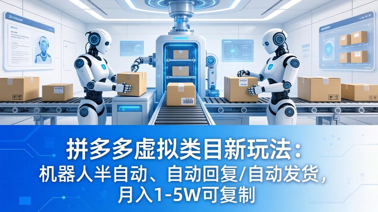 (18038期)拼多多虚拟类目新玩法:机器人半自动、自动回复 /自动发货,月入 1-5W 可复制 (18038期)拼多多虚拟类目新玩法:机器人半自动、自动回复 /自动发货,月入 1-5W 可复制