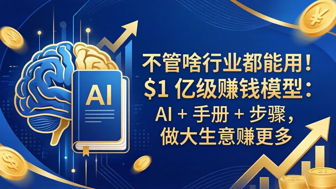 (18053期)不管啥行业都能用!$1 亿级赚钱模型:AI + 手册 + 步骤,做大生意赚更多 (18053期)不管啥行业都能用!$1 亿级赚钱模型:AI + 手册 + 步骤,做大生意赚更多