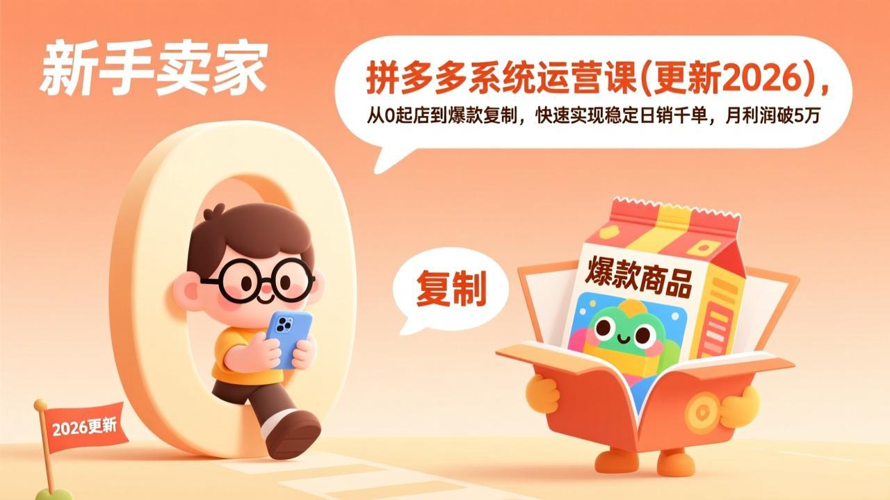 (18317期)拼多多系统运营课(更新4月),从0起店到爆款复制,快速实现稳定日销千单,月利润破5万 (18317期)拼多多系统运营课(更新4月),从0起店到爆款复制,快速实现稳定日销千单,月利润破5万