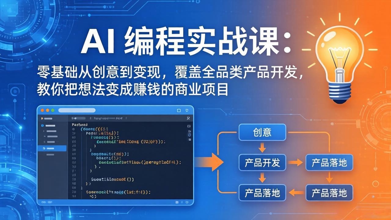 (18631期)AI编程实战课-第三期-5月更新:零基础从创意到变现,覆盖全品类产品开发,把想法变成赚钱项目 (18631期)AI编程实战课-第三期-5月更新:零基础从创意到变现,覆盖全品类产品开发,把想法变成赚钱项目
