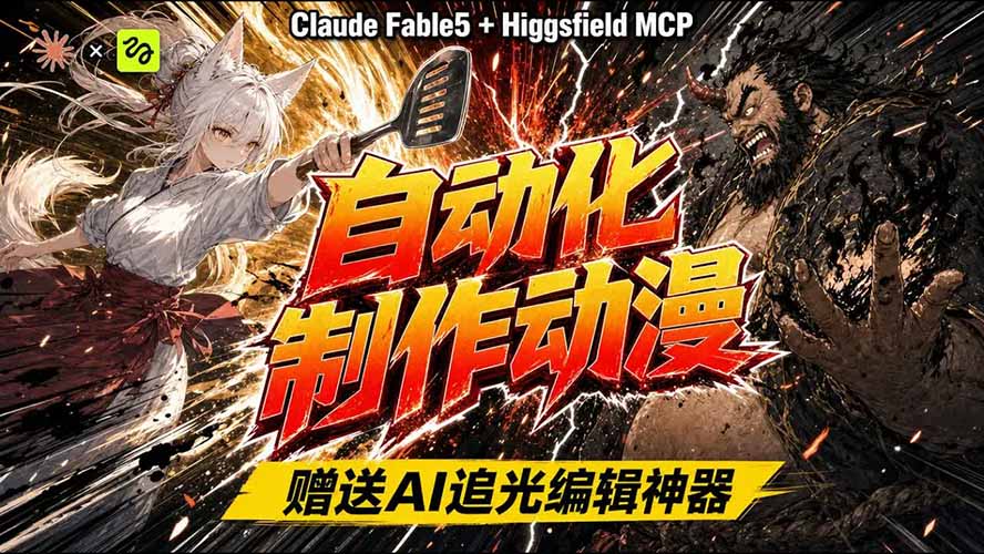 （19477期）AI自动化动漫制作！Claude Fable 5接入Higgsfield MCP，直接生成完整创意内容