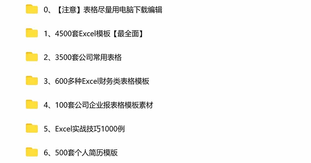 （19530期）自费购买素材合集！超全Excel常用模版系列，分类清晰，共9000+套excel模型合集+个人简历素材