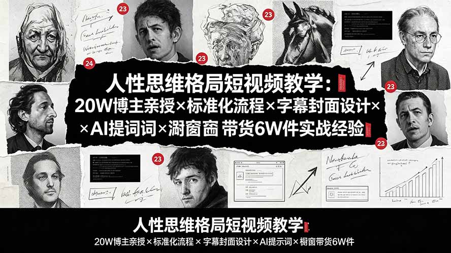 （19538期）人性思维格局短视频教学：20W博主亲授×标准化流程×字幕封面设计×AI提示词×橱窗带货6W件实战经验