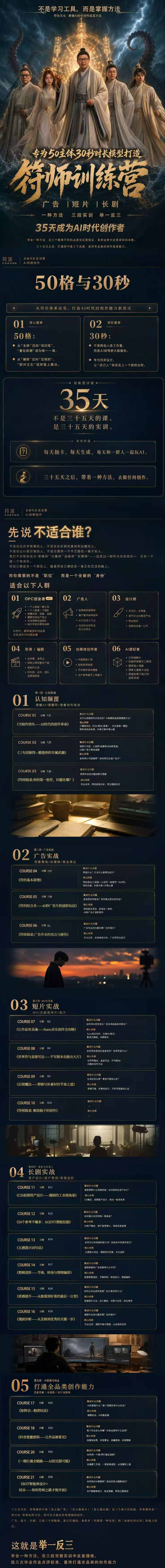 （20179期）符师训练营-35天成为AI时代创作者，广告+短片+漫剧+智能体四大实战方向，掌握从创意到上线的完整工作流